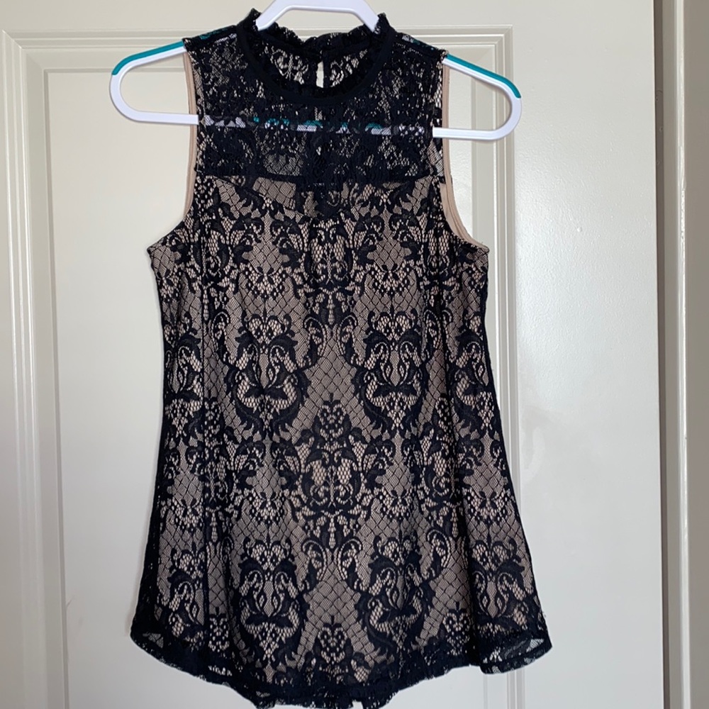 Black Lace Sleeveless Top